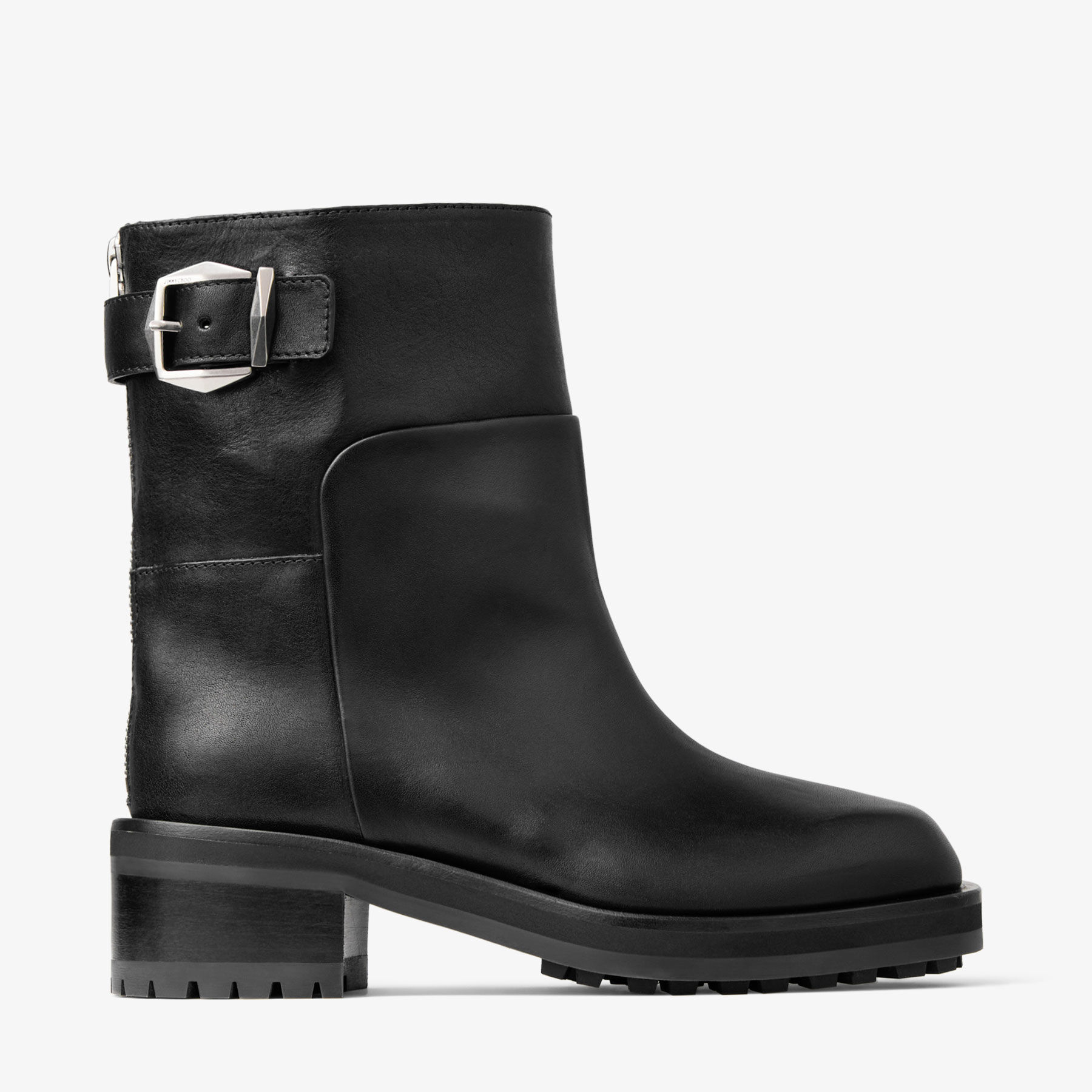 Jimmy Choo Women Brooklyn Ab 50 Leather Boots With Adjustable Strap In Black